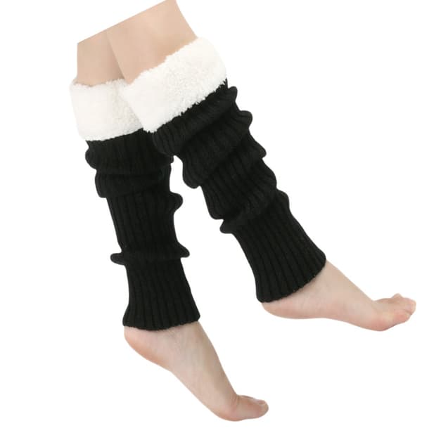 Stickade benvärmare, Slouchy Boot Socks Black Black