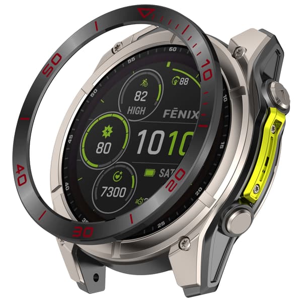 Garmin Tactix 8 47mm AMOLED Bezel - Sort & Rød Tidszone