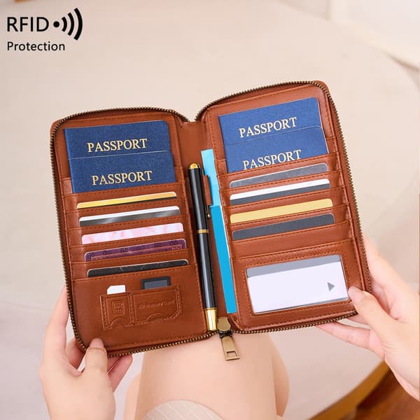 2025 RFID-suojattu passikotelo - Ruskea PU-nahkainen matkalompakko