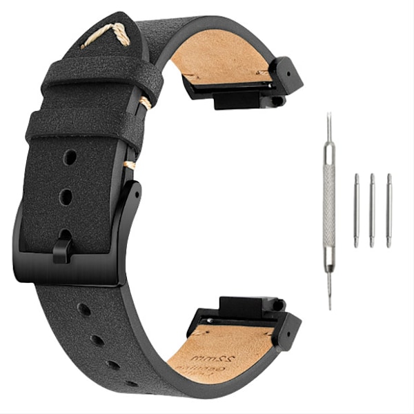 Klockarmband i äkta läder för Casio G-SHOCK DW-5600/GWB5600/GA-2100 Svart + Svart