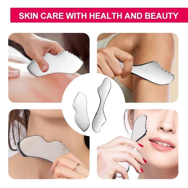 Rostfritt Stål Gua Sha Ansiktsverktyg - Vingformat Fascia Skrapmassagebräda