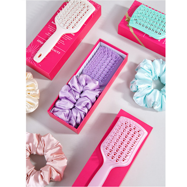 Utredningskamset med hårbottenmassageapparat - presentset med 2 delar Rosa