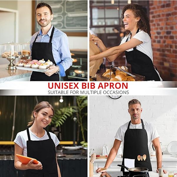 Ärmlös Förkläde i Polyester - Justerbar Nackrem Kök Förkläde Arbetsförkläde Black Black