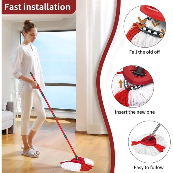 Mikrofiber moppehoved erstatning 15-huls spin moppehoved kompatibel med O-Cedar EasyWring RinseClean til køkken, badeværelse og kontor, 5-pak multifar