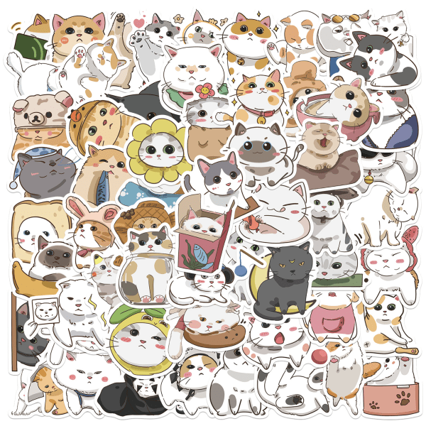 Klistermärken med katter 62-pack Flerfärgad Flerfärgad