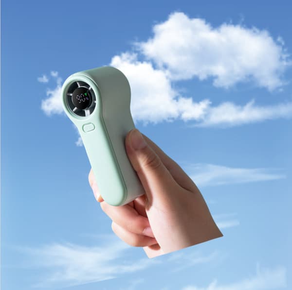 H02 Bærbar håndholdt ventilator med digitalt display Green Green