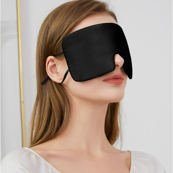 Oversized silke sovemaske til mænd og kvinder Sort