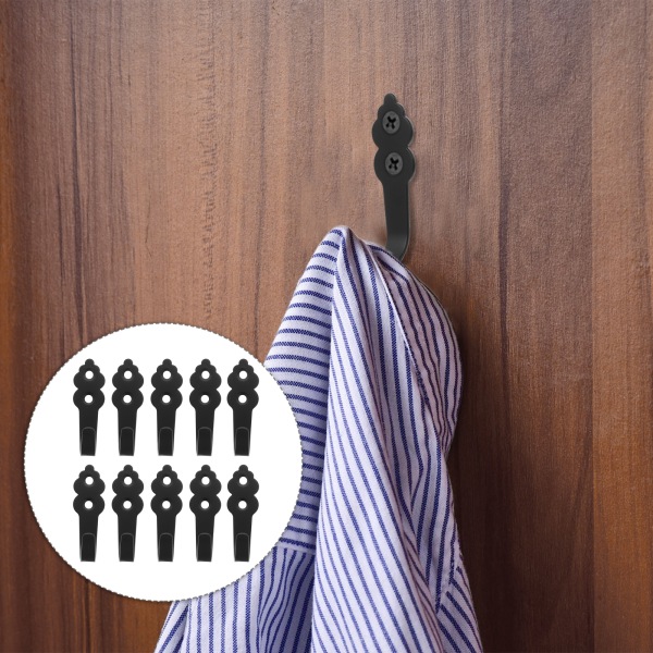 Väggkrokar med Skruvar - 10 pack Svart