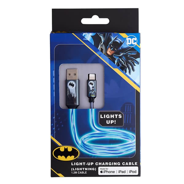 USB A till Lightning Light-Up 1,2m MFI Bat Logo