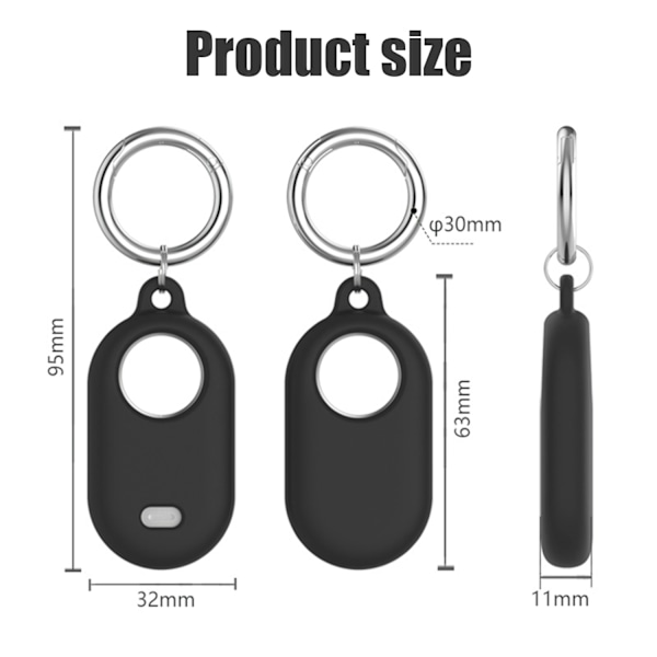 Samsung Galaxy Smart Tag 2 fodral / hållare med nyckelring Svart