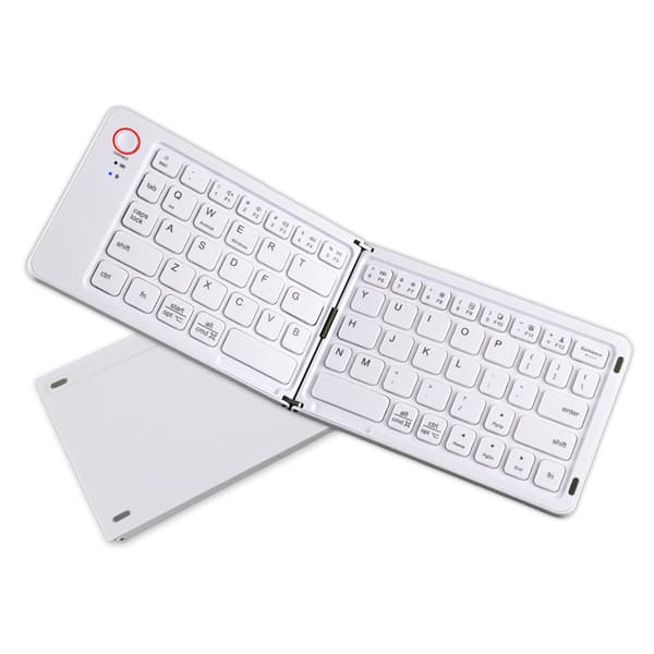 Foldbart trådløst Bluetooth-tastatur - Hvidt, mini bærbart tastatur til telefon, tablet og bærbar computer White White