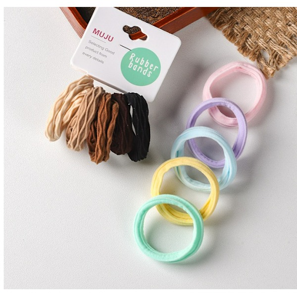 Høje elastiske sømløse hårelastikker - 5-pak hårtilbehør MultiColor