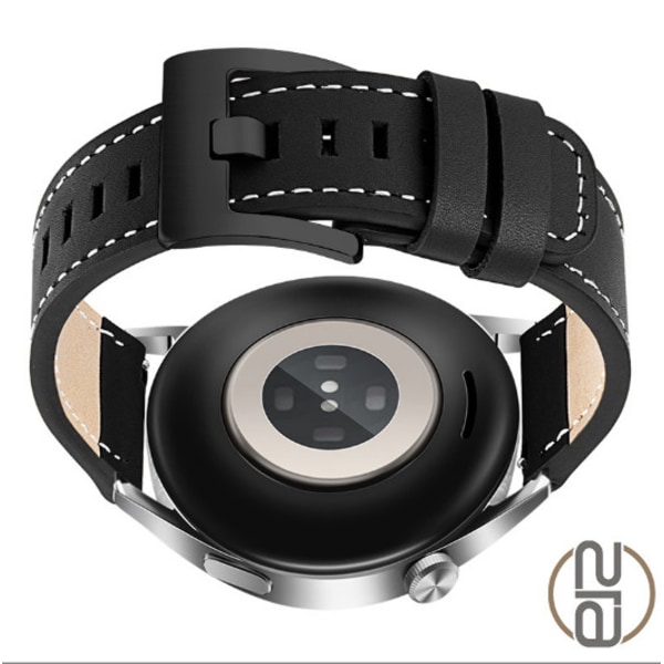 Armband i äkta läder för Huawei GT4 Pro Svart 20 mm