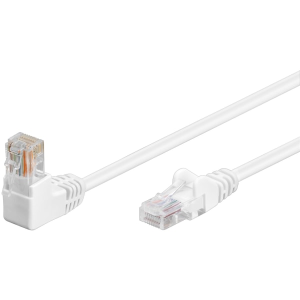 Patchkabel CAT 5e, 1x 90° vinklad, U/UTP, vit, 15 m