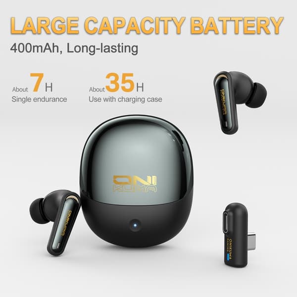 TWS Bluetooth-lurar True Wireless ANC Dual-mode 2.4G+Bluetooth 5.4 USB-C laddning Jieli AC7003D4 IPX4 ergonomisk passform lång batteritid Black Black