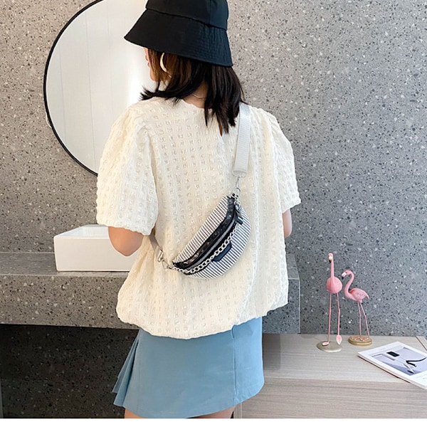 PU-nahkainen crossbody-rintakassi naisille Musta