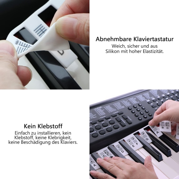 Silikon Piano Note Stickers Set Tunn 61 nycklar Flerfärgad