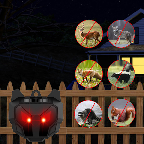 Solar Animal Repeller med rødt LED lys 2-pak Sort