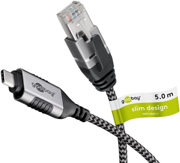 Ethernet-kaapeli USB-C™ 3.1 - RJ45, ohut, 5 m