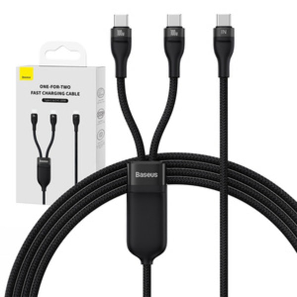 2-i-1 USB-kabel Baseus Flash Series USB-C til USB-C 100W, 1,5 m (sort)
