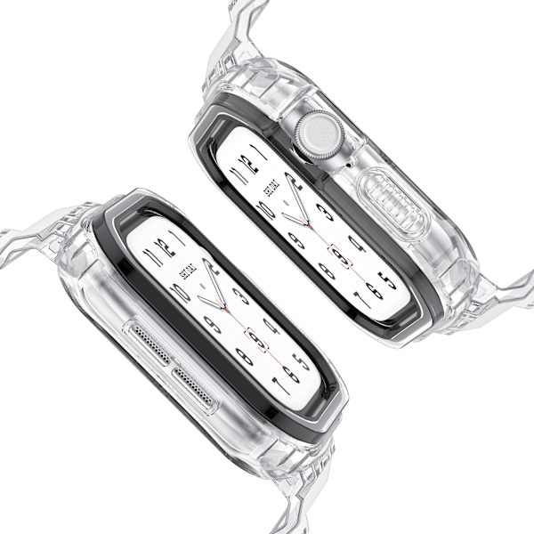 Holdbart TPU-armbånd til Apple Watch 10: Gennemsigtigt med sort stel, 42 mm Sort