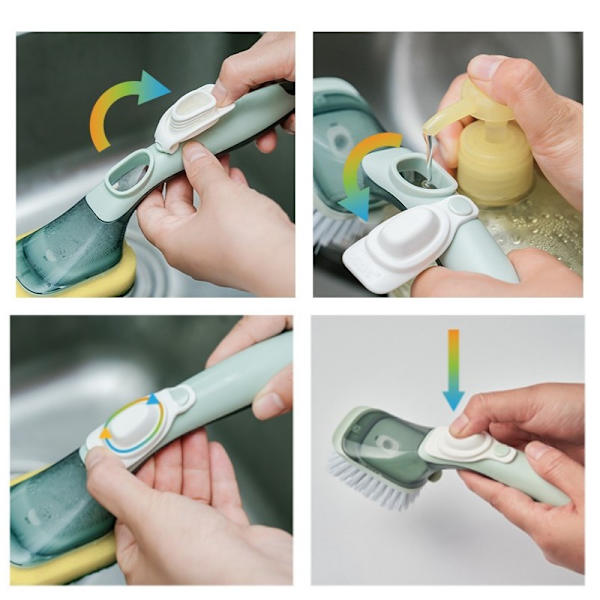 Diskborste med Inbyggd Tvåldispensering Grey Grey