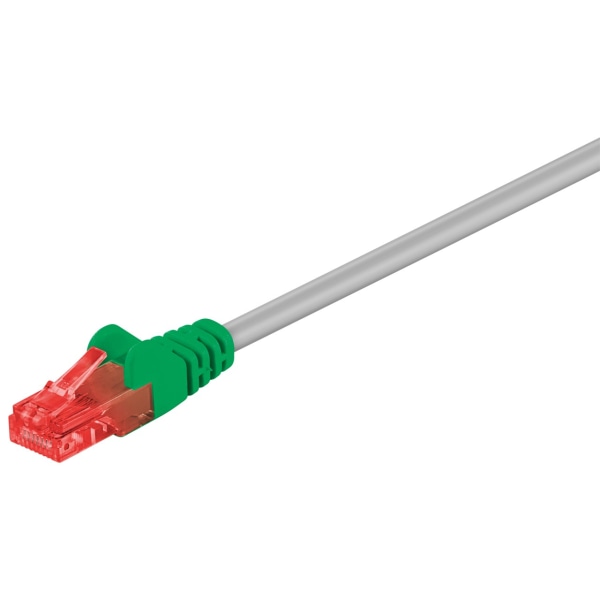 CAT 6 korsad patchkabel, U/UTP, grå, Grön