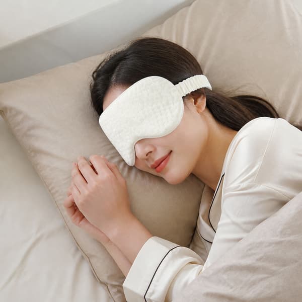 Dubbelsidig rutmönstrad jacquard-sovmask med stark ljusblockering för resor och vila White White