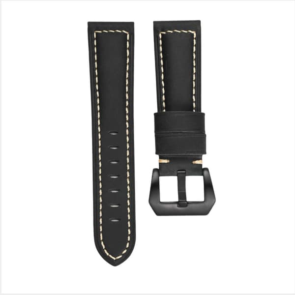Urrem i ægte læder Black 24 mm Black 24 mm