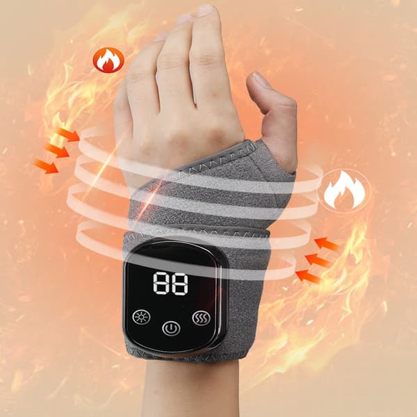 Elektrisk Uppvärmd Handledsmassager med Vibration & Värmeterapi, USB Uppladdningsbar