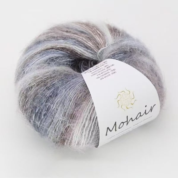 Ether Blue, Handstickat Mohairgarn Blå