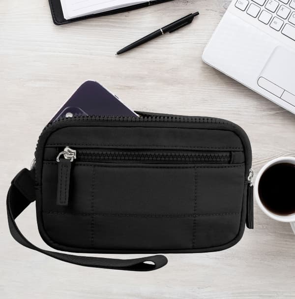 Chic Svart Polyester Clutch Plånbok för Kvinnor - Stilren & Kompakt