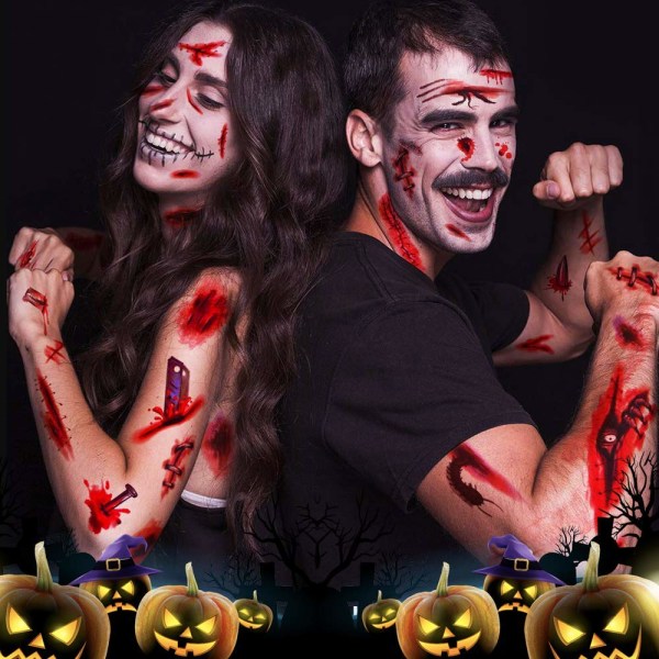 Midlertidige tatoveringer til Halloween 10 ark MultiColor