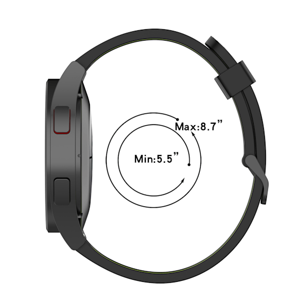Randigt klockarmband i två färger - 20 mm Svart+grå