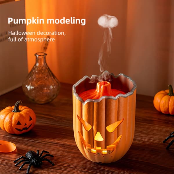 Halloween-luftfuktare med manet- och pumpadesign, RGB-ljus, aromafunktion och timer