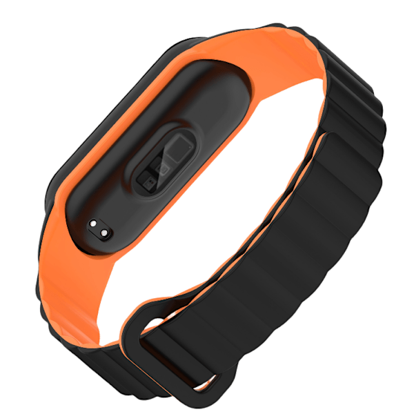 Silikonimagneettinen ranneke Xiaomi Mi Band 3/4/5/6/7:lle Musta + oranssi