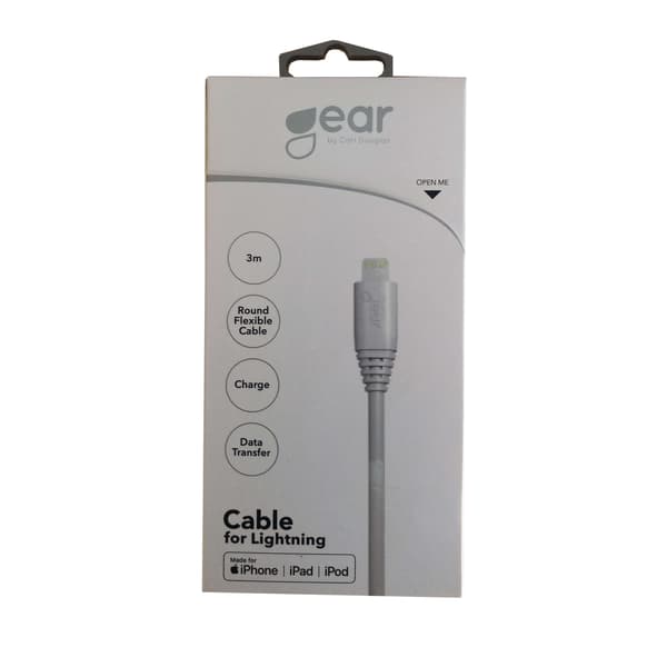 Rundt ladekabel Lightning til USB-A 3m Hvid MFI