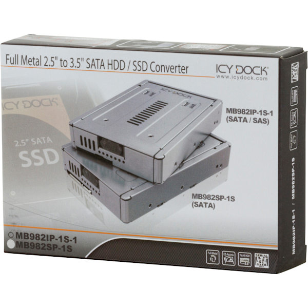 Internal hard drive cassette with space for 1x2.5" SATA-/SSD