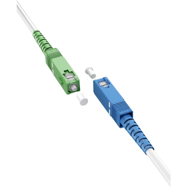 Fiberoptisk kabel (FTTH), Singlemode (OS2) White, vit (Simplex), 15 m