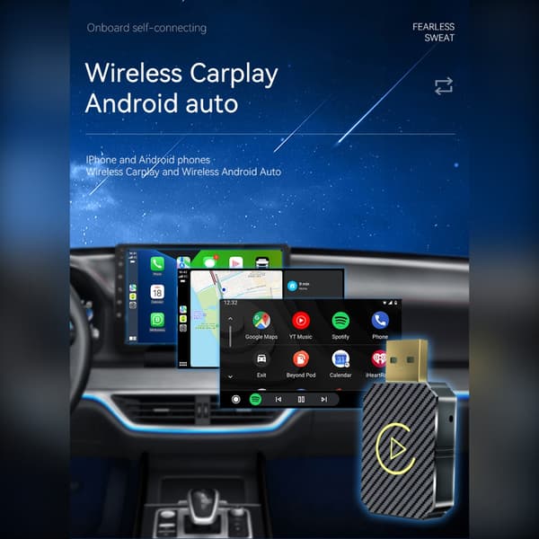 Smart Bilforbindelsesboks: Trådløs CarPlay & Android Auto 2-i-1 Adapter, kompatibel med en bred vifte af bilmodeller
