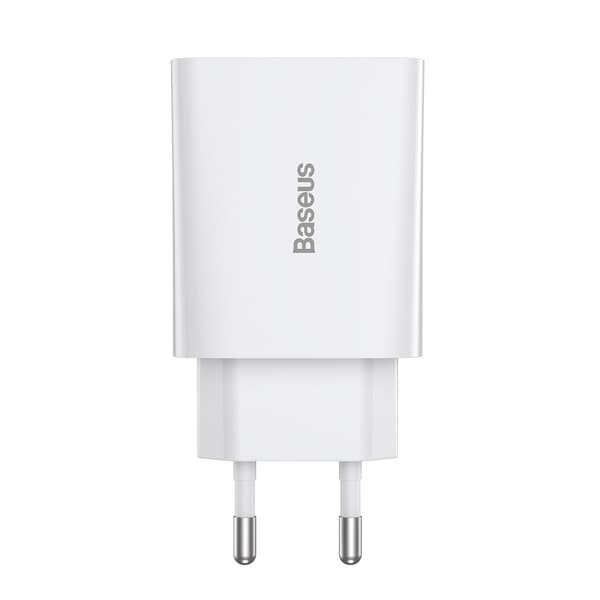 Baseus Speed Mini snabbladdare, USB-C, PD, 3A, 20W (vit)