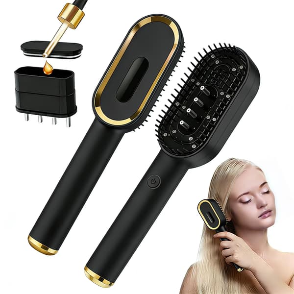 Elektrisk hovedbundsmassagekam med rødt og blåt lys terapi og vibration Black Black