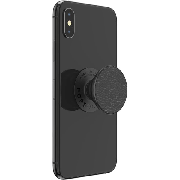 POPSOCKETS Pebbled Vegan Leather Black Avtagbart Grip med Ställfunktion Premium