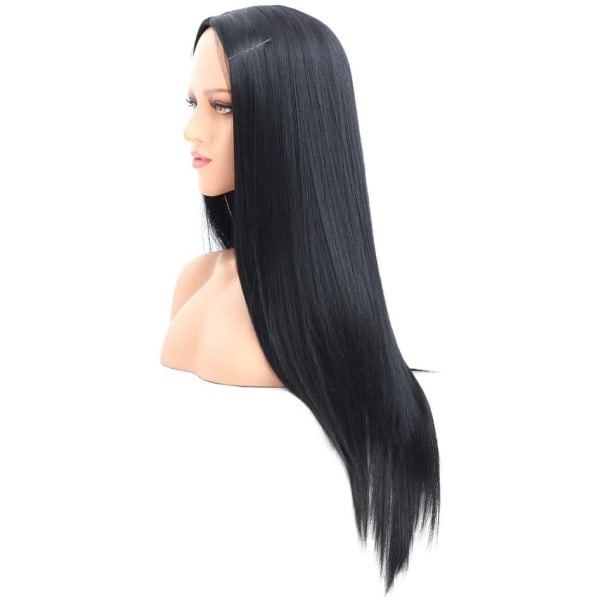Peruukki pitkät suorat hiukset synteettinen 65 cm Musta