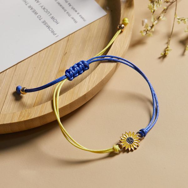Makraméarmband i ukrainska färger Flerfärgad