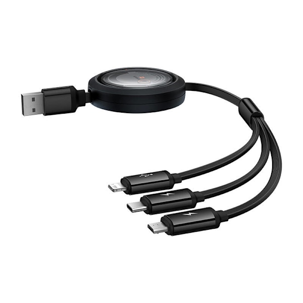 Snabbladdningskabel 3in1 Baseus Free2Draw, USB till micro USB+USB-C+Lightning, 3,5A, 1,1m (svart)