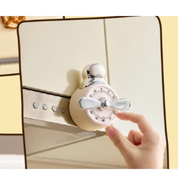 Köks-timer mekanisk batterifri timer för matlagning och studier med magnetisk kylskåpsfäste, exakt visuell nedräkning och kompakt plastdesign Beige Beige
