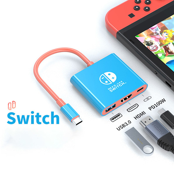 3-i-1 USB-C-hubb med HDMI, USB 3.0 och PD-laddning