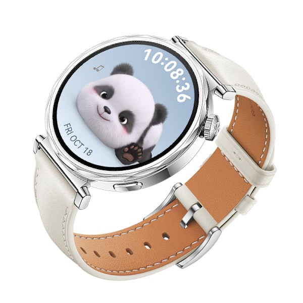 Klockarmband i Läder för Huawei Watch GT5 - 18MM Vit + Silver