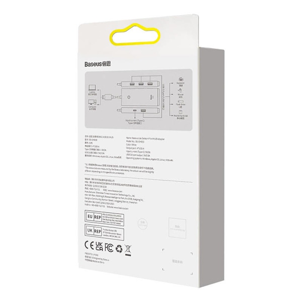 HUB-adapter 4-portars USB-C Baseus OS-Lite 25cm (svart)